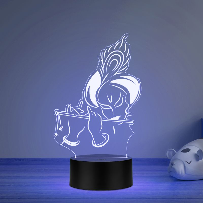 Lord Krishna Led Night Lamp Multicolored Light for Temple Decor Lamp